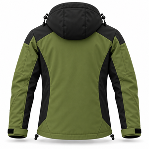 Veste Softshell d'hiver pour homme sur mesure, à capuche, pour activités de plein air, avec doublure polaire chaude, design color block et multi-poches - Product Image 3