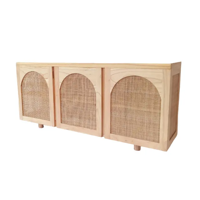 Wood and Rattan Cabinet TV Stand with modern style for living room