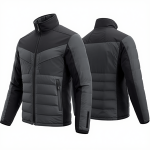 Custom Men Canvas <b>Thin</b> Stand Collar Front Logo <b>Waterproof</b> Hooded High Street Premium Insulated Winter Outdoor Puffer <b>Jacket</b> - Product Image 2
