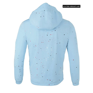Chaqueta cortavientos con capucha azul claro, diseño de puntos, resistente al agua, informal, para otoño, ropa de hombre, chaqueta acolchada con capucha para hombre - Product Image 2