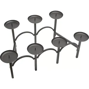 Candelabro Redondo de Metal Negro Moderno Hecho a Mano para Uso Religioso, Decoración del Hogar - Product Image 3