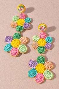 Pendientes de cuentas de semillas con diseño de estrella moderno, pendientes de gota de moda en capas con bordado personalizado - Product Image 2