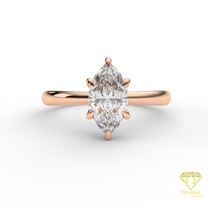 Marquise Cut Moissanite Diamond Engagement <b>Ring</b> Rose Gold <b>Solitaire</b> Promise <b>Ring</b> For Women Fine Jewelry Gift - Product Image 6