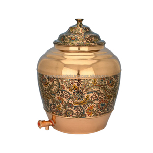 Style classique en gros fleur imprimé motif cuivre distributeur d'eau pot d'eau utilisation pour la maison et les bureaux - Product Image 1