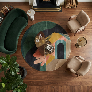 <b>Round</b> <b>Carpet</b> for Living Room Handmade Abstract Hand Tufted Wool Area Rug Modern Designer Custom <b>Round</b> Rug Home Decor - Product Image 4
