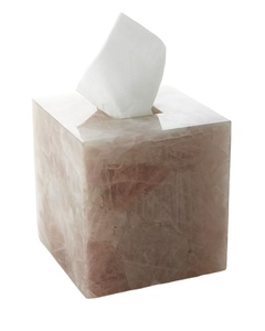 Cubierta de caja de pañuelos elegante soporte de pañuelos de cuarzo rosa para baño sala de estar dormitorio Oficina caja de pañuelos Premium - Product Image 1