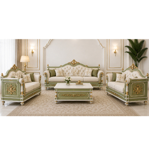 Juego de Sofás de Madera de Teca Tallados a Mano de Estilo Versalles, Colección Palacio de Lujo, Inspirado en la Roma, para Sala de Estar, Reino Unido - Product Image 1