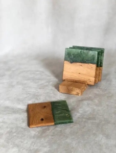 Wholesale Wooden and Resin Coaster Set Stylish Heat Resistant Coasters for Coffee Wine Tea with OEM Customization Available - Product Image 5