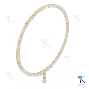 สร้อยคอเพชรเลี้ยงในห้องปฏิบัติการทรงหยดน้ำ ดีไซน์ดอกไม้ ทองคำแท้ 14K 18K สำหรับผู้หญิง เหมาะสำหรับงานปาร์ตี้ งานแต่งงาน และวันครบรอบ - Product Image 3
