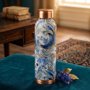 Elegant Printed Double <b>Wall</b> Eco-Friendly Copper Bottle for Home Office Gym Travel Durable Ayurvedic Water <b>Storage</b> Buy Direct - Product Image 1