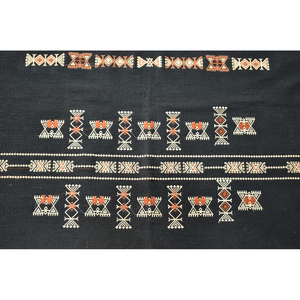 Tapis d'appoint tribal berbère tissé à la main, motif géométrique noir, crème, terre cuite, en coton, à franges, à poils ras, style bohème, pour décoration de salon - Product Image 4