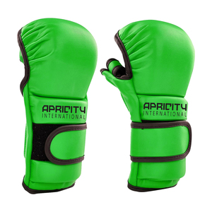 Best Quality MMA Gloves Adult Green Color Martial Arts Wear Genuine Leather Lightweight Adjustable Straps <b>Hook</b> Loop Closure - Product Image 2
