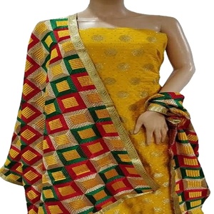 Phulkari Dupatta เสื้อผ้าสาวอินเดีย,สำหรับผู้หญิงสไตล์หนักมีเอกลักษณ์งานศิลปะทำจากด้ายทั้งหมด - Product Image 1