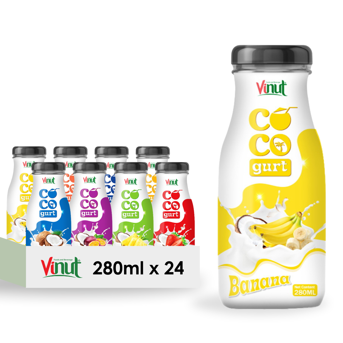280ml Banana Flavor Cocogurt Yogurt Drink OEM ODM Private Label Free Sample Wholesale Supplier