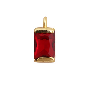 Red <b>Garnet</b> Quartz Baguette Pendant Charm Faceted Rectangle Gemstone Connector - Product Image 5
