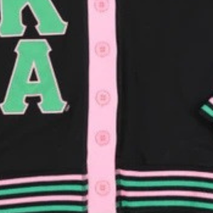 Custom Black Pink Green Varsity Cardigan <b>Jacket</b> Long Sleeve <b>Sequin</b> Sleeve Button Front V Neck Ribbed Trim Fashion Teamwear - Product Image 6