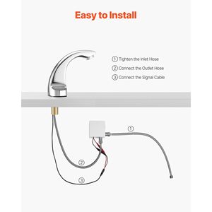 Rubinetto Automatico per Lavabo Bagno con Sensore di Movimento, Senza Contatto, con Copertura per Foro Acqua Fredda, Funzionamento a Batteria - Product Image 4