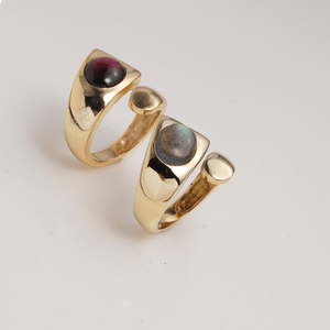 Garnet <b>Ring</b> Brass Gold Plated <b>Open</b> Band Handmade Statement <b>Ring</b> Modern Designer Bold Jewelry Adjustable Gift for Women - Product Image 2