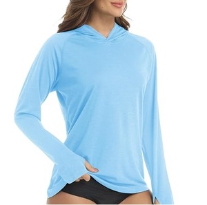 Camiseta de Pesca Verde para Mujer, Manga Larga, Protección Solar UPF 50, Sudadera con Capucha, Anti-UV, Color Sólido, para Actividades al Aire Libre - Product Image 2