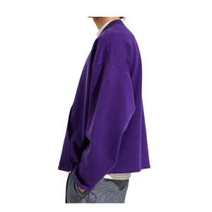 Wholesale 100% cotton Oversized <b>for</b> Print Autumn Plain Dyed Fleece <b>Turtleneck</b> Folded Hem Casual Pullover Sweatshirt <b>Men</b> - Product Image 2