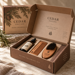 Caja de Embalaje de Cartón Corrugado Impresa Personalizada para Kit de Cuidado de Barba CEDAR - Product Image 4