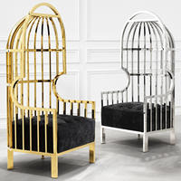 Fauteuil de détente de luxe italien en acier inoxydable, fauteuil lounge design moderne pour villa et manoir, fauteuil d'appoint de caractère