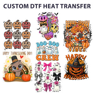 Sac à capuche de t-shirt de transfert à chaud d'Halloween avec nœud de citrouille personnalisé, transfert à chaud d'Halloween, transfert à chaud - Product Image 5