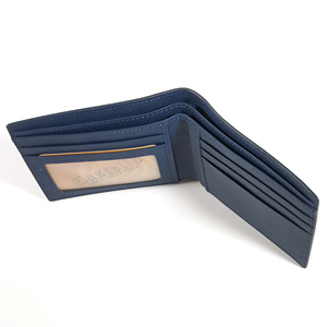[Hot Item] Top Quality Handmade Castello Saffiano Leather Men Bi-fold Billfold ID Card <b>Wallet</b> Passcase Navy Green Grey Black - Product Image 3