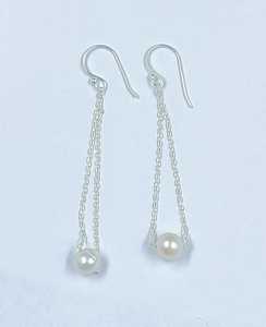 Boucles d'oreilles élégantes en perles d'eau douce, bijoux en perles naturelles, boucles d'oreilles pendantes tendance, accessoires en gros - Product Image 4