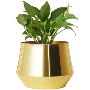 Vente chaude Métal Or Brillant Polonais 2 Pièces Jardinière Ensemble Pour Restaurant Hôtel Maison à Bas Prix - Product Image 3