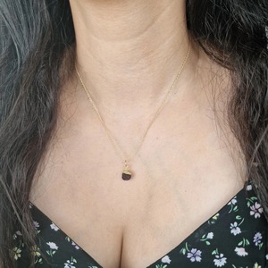 Garnet Birthstone Pendant Necklace Handmade Rhodium Plated <b>Box</b> Chain Natural Crystal Jewelry Gift For Women - Product Image 6