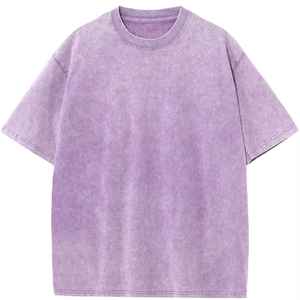 T-shirt Oversize en Coton 100% Lavé à l'Acide, Confortable, Style Urbain, Couleur Unie, Tricoté, Vente en Gros - Product Image 1