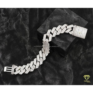 Premium Baguette Moissanite Cuban Chain Bracelet Featuring Hand Set Diamond Look Stones Luxury Statement Jewelry <b>for</b> <b>Men</b> - Product Image 2