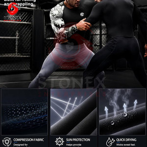 Custom Men's Compression Long Sleeve rash guard Moisture Wicking <b>Athletic</b> Gym Workout Running Base Layer Sportswear - Product Image 3