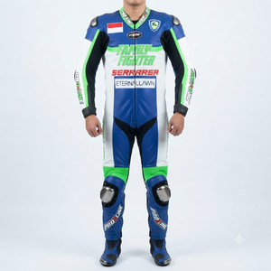 Combinaison de moto pour homme Zuzuki Pro 1 pièce en cuir de vache véritable/cuir de kangourou, style MotoCP, armure niveau 2 - Product Image 1