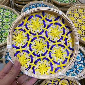 Cesta de Bambú Plana de Alta Calidad para Decoración del Hogar 2025, para Exhibir Alimentos y Decorar el Hogar, Ecológica - Product Image 1