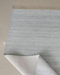 Alfombra Durrie de Algodón Hecha a Mano, Tejido Plano, Alfombra India Dhurrie, Rayas Azul Claro, Minimalista, Ecológica, Antideslizante para Sala de Estar - Product Image 3