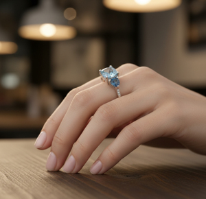 Bague en argent 925 avec pierre précieuse topaze bleue naturelle pour femme, usage quotidien - Product Image 5