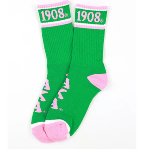 1908 Green Crew <b>Socks</b> Women Striped Athletic Fashion <b>Socks</b> Soft Comfortable Casual Sports <b>Hosiery</b> Collegiate Style Everyday - Product Image 1