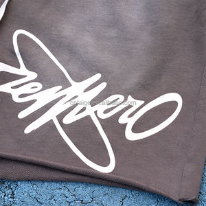 กางเกงขาสั้นผู้ชาย กางเกงขาสั้นย้อมสีเอซิด ผ้าฝ้าย 100% พิมพ์ลายสกรีน กางเกงขาสั้นวินเทจ กางเกงขาสั้นย้อมสีเอซิด ผ้าเฟรนช์เทอร์รี่ - Product Image 5