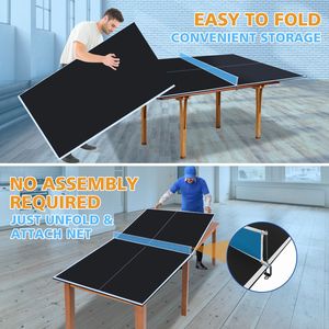 Table de ping-pong pliable et portable de taille moyenne noire de 8 pieds pour les jeux d'intérieur - Product Image 4