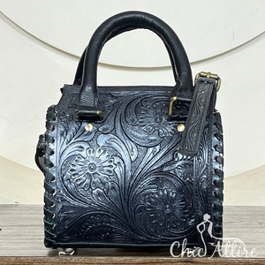 Super September <b>Hand</b> Tooled Cowhide Leather Small Duffle Bag Fashionable Large Capacity Genuine Leather Speedy Duffel Bag - Product Image 1