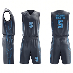 Uniformes d'équipe de basketball d'hiver en tissu tricoté respirant personnalisés - Logo avant Bolster Industry - Product Image 2