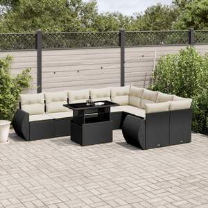 Ensemble de canapés de patio en polyrotin noir pour 10 personnes, mobilier d'extérieur avec coussins, design contemporain, sièges modernes - Product Image 3