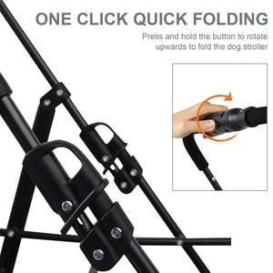 Poussette tout terrain TH-PPS-167 pour animaux de compagnie pour une utilisation en extérieur avec pneus en caoutchouc et poignée Options de taille et de couleur personnalisables - Product Image 4