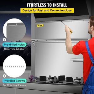 Piastra Paraspruzzi in Acciaio Inossidabile da 30 x 30,7 Pollici, Protezione Murale Argento per Cappa Aspirante - Product Image 4