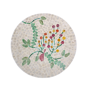 Round MDF Capiz Inlay Cake Stand with Colorful Floral Pattern, Handmade Pedestal Dessert Stand Table <b>Decoration</b> and Home Decor - Product Image 4