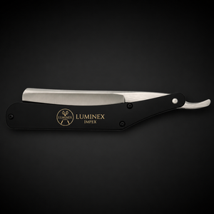 Navaja de Afeitar Recta Vintage Luminex Impex con Mango de Concha de Abulón y Acero al Carbono, Lista para Usar en Barberías y Salones - Product Image 1
