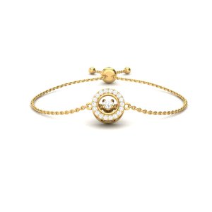 S925 Sterling <b>Silver</b> Dancing CZ Halo Round Pendant Adjustable Bolo Slider <b>Bracelet</b> - Product Image 1