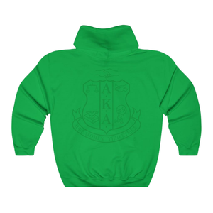 Sweat-shirt à capuche AKA Crest World Famous, vert Kelly, broderie ton sur ton, pull, vêtements grecs - Product Image 2